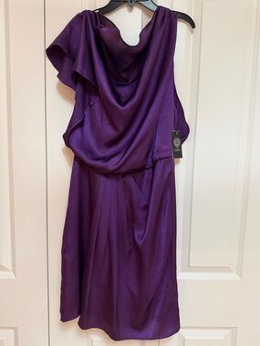 Vince Camuto Purple One Shoulder Draped Dress NWT Asymmetrical Cocktail Dress